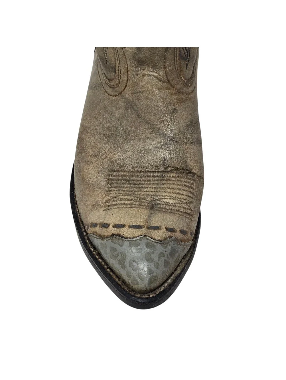 Vintage Acme Cowboy Boots Two Tone Gray Leather Size 7 1/2 EW